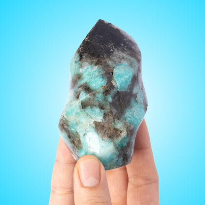 Amazonite Flame, Natural Hand Carved Crystal, Decorative Stone for Home Decor, Crafting, Crystal Gift