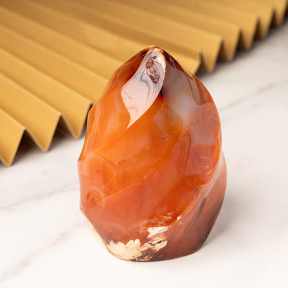 Carnelian Flame, Natural Hand Carved Crystal, Decorative Stone for Home Decor, Crafting, Display, Crystal Gift