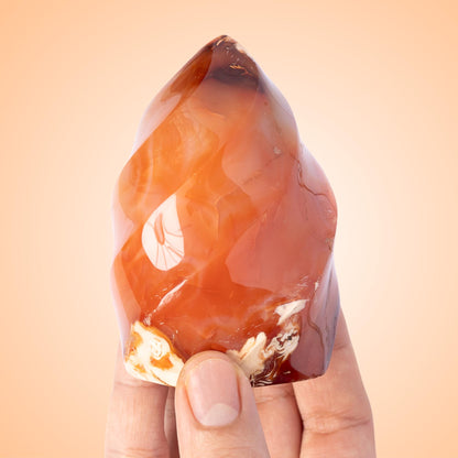 Carnelian Flame, Natural Hand Carved Crystal, Decorative Stone for Home Decor, Crafting, Display, Crystal Gift