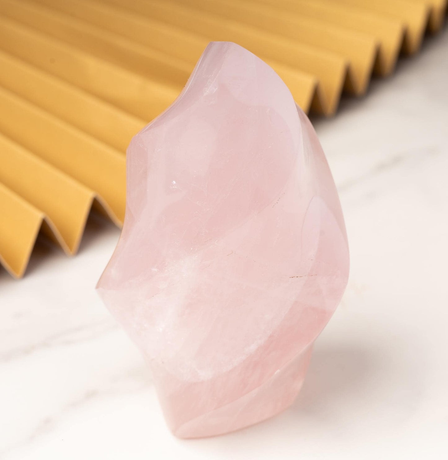 Rose Quartz Flame, Natural Hand Carved Crystal, Decorative Stone for Home Decor, Crafting, Crystal Gift