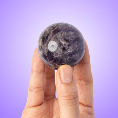 Amethyst Sphere with Stand, Natural Polished Crystal Ball, Decorative Stone, Home Decor, Crafting, Display Piece, Crystal Gift