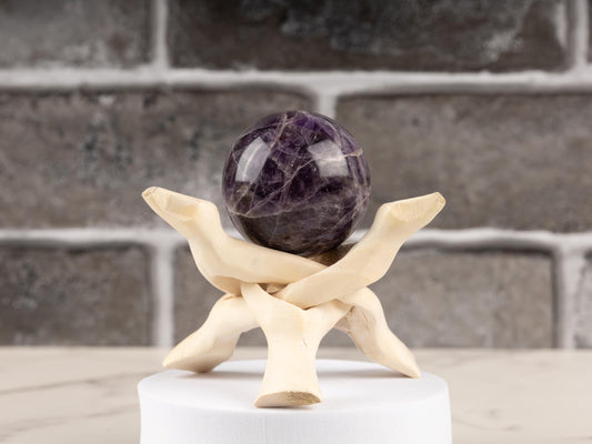 Amethyst Sphere with Stand, Natural Polished Crystal Ball, Decorative Stone, Home Decor, Crafting, Display Piece, Crystal Gift