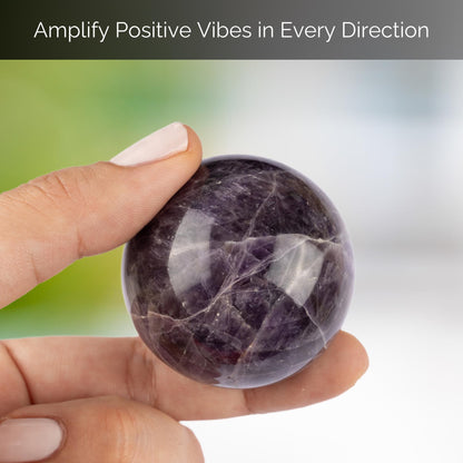 Amethyst Sphere with Stand, Natural Polished Crystal Ball, Decorative Stone, Home Decor, Crafting, Display Piece, Crystal Gift