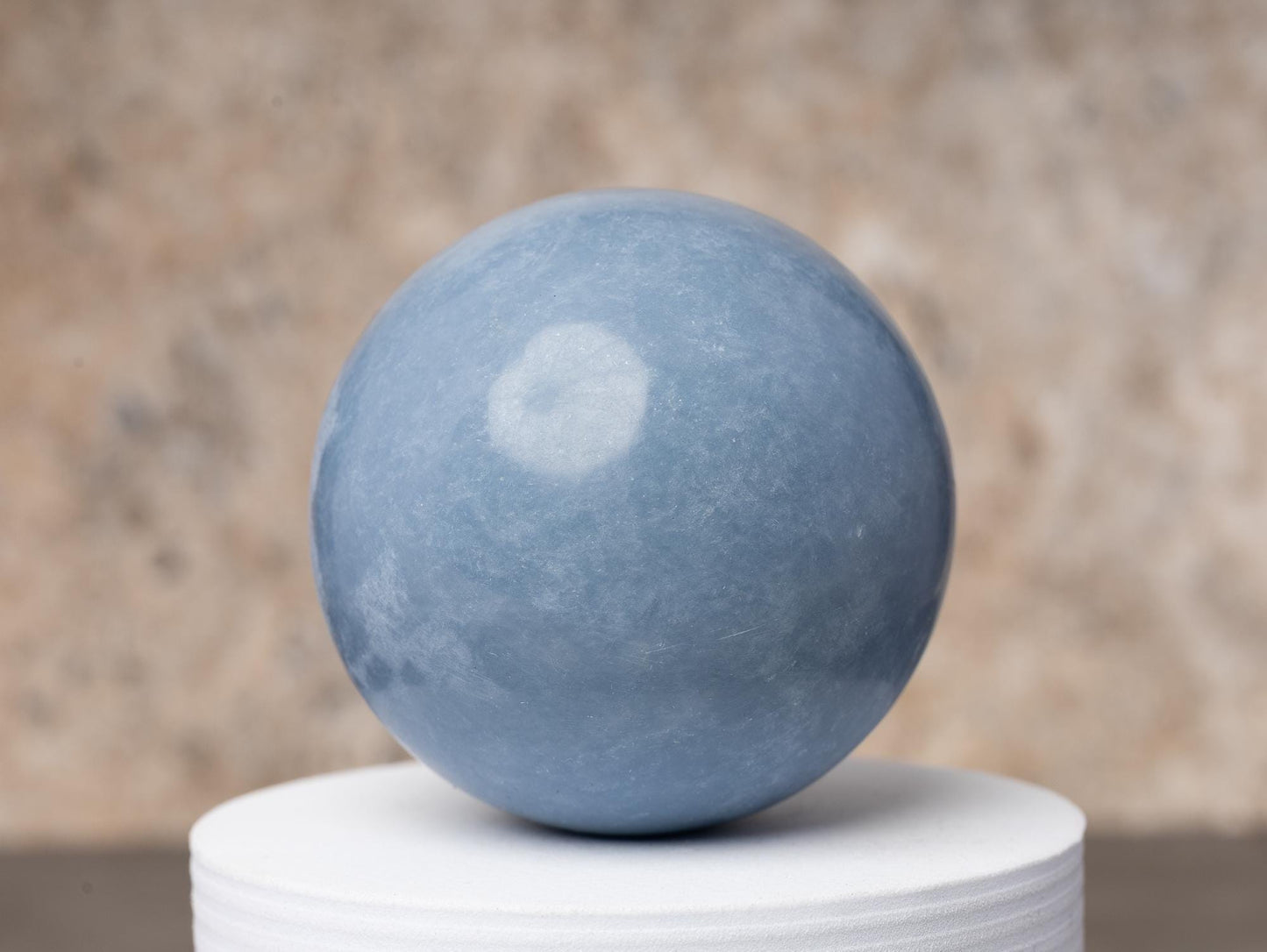 Angelite Sphere with Stand, Natural Polished Crystal Ball, Decorative Stone, Home Decor, Craft Supply, Crystal Gift, Sphere Decor