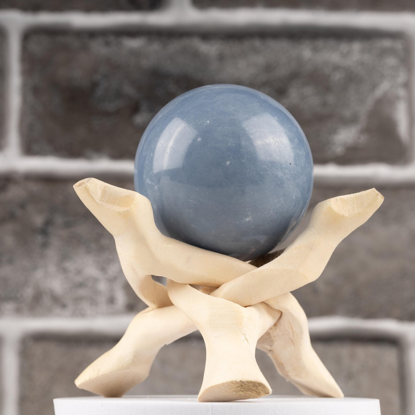 Angelite Sphere with Stand, Natural Polished Crystal Ball, Decorative Stone, Home Decor, Craft Supply, Crystal Gift, Sphere Decor