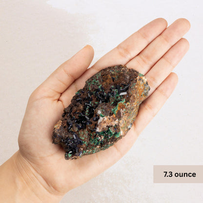 Azurite with Malachite on Matrix, Bladed Crystal Cluster, Natural Mineral Specimen, Healing Crystals for Meditation, Crystal Decor & Gift