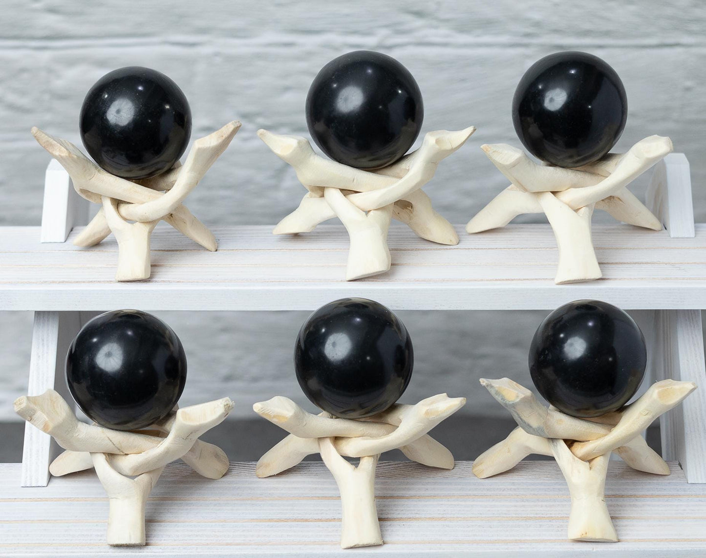 Black Onyx Sphere with Stand, Natural Polished Crystal Ball, Decorative Stone, Craft Supply, Display Piece, Sphere Decor, Crystal Gift