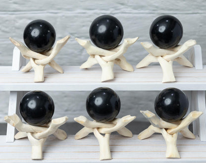 Black Onyx Sphere with Stand, Natural Polished Crystal Ball, Decorative Stone, Craft Supply, Display Piece, Sphere Decor, Crystal Gift