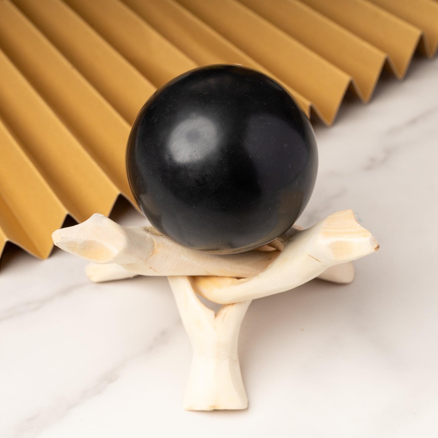 Black Onyx Sphere with Stand, Natural Polished Crystal Ball, Decorative Stone, Craft Supply, Display Piece, Sphere Decor, Crystal Gift