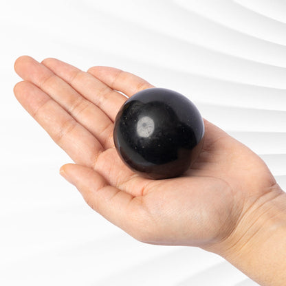 Black Onyx Sphere with Stand, Natural Polished Crystal Ball, Decorative Stone, Craft Supply, Display Piece, Sphere Decor, Crystal Gift