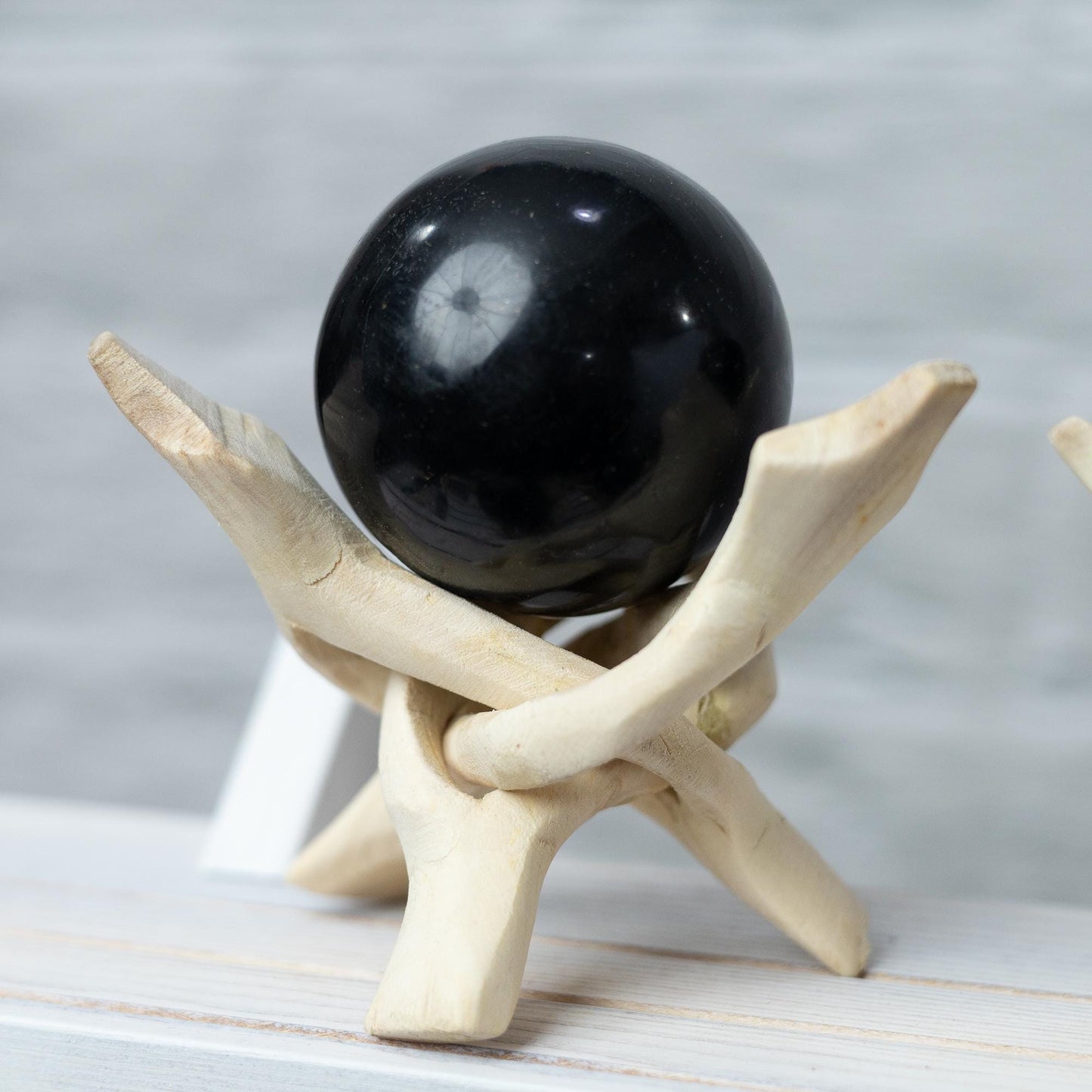 Black Onyx Sphere with Stand, Natural Polished Crystal Ball, Decorative Stone, Craft Supply, Display Piece, Sphere Decor, Crystal Gift