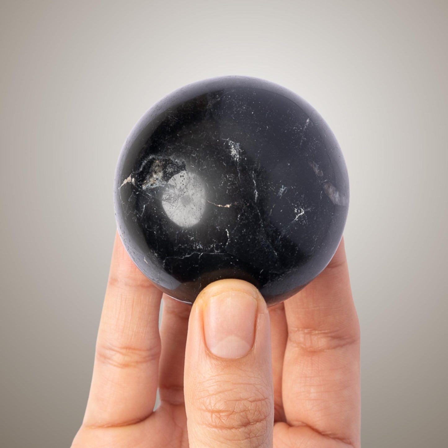 Black Tourmaline Sphere with Stand, Natural Polished Crystal Ball, Decorative Stone, Craft Supply, Display Piece, Crystal Gift
