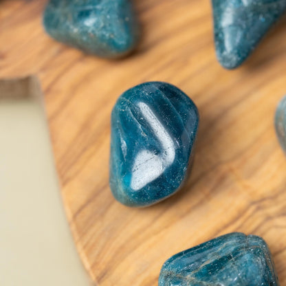 Blue Apatite Tumble Stone, Natural Polished Crystal, Small Pocket Stone, Craft Supply, Crystal Gift