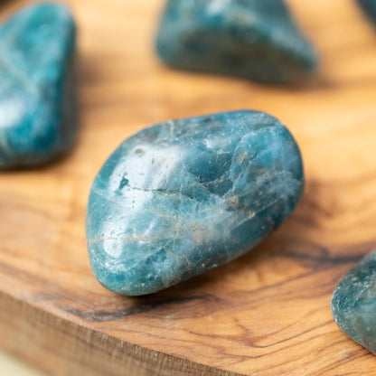 Blue Apatite Tumble Stone, Natural Polished Crystal, Small Pocket Stone, Craft Supply, Crystal Gift