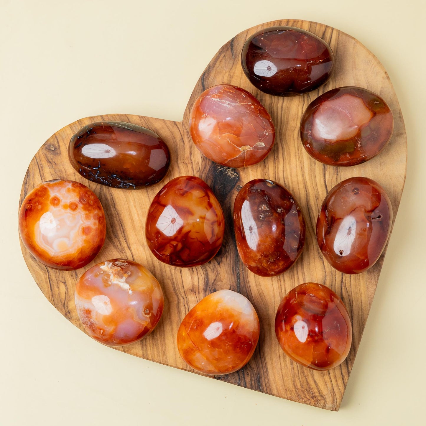 Carnelian Palm Stone, Natural Polished Crystal, Smooth Pocket Stone, Worry Stone, Craft Supply, Crystal Gift, Choose Your Size