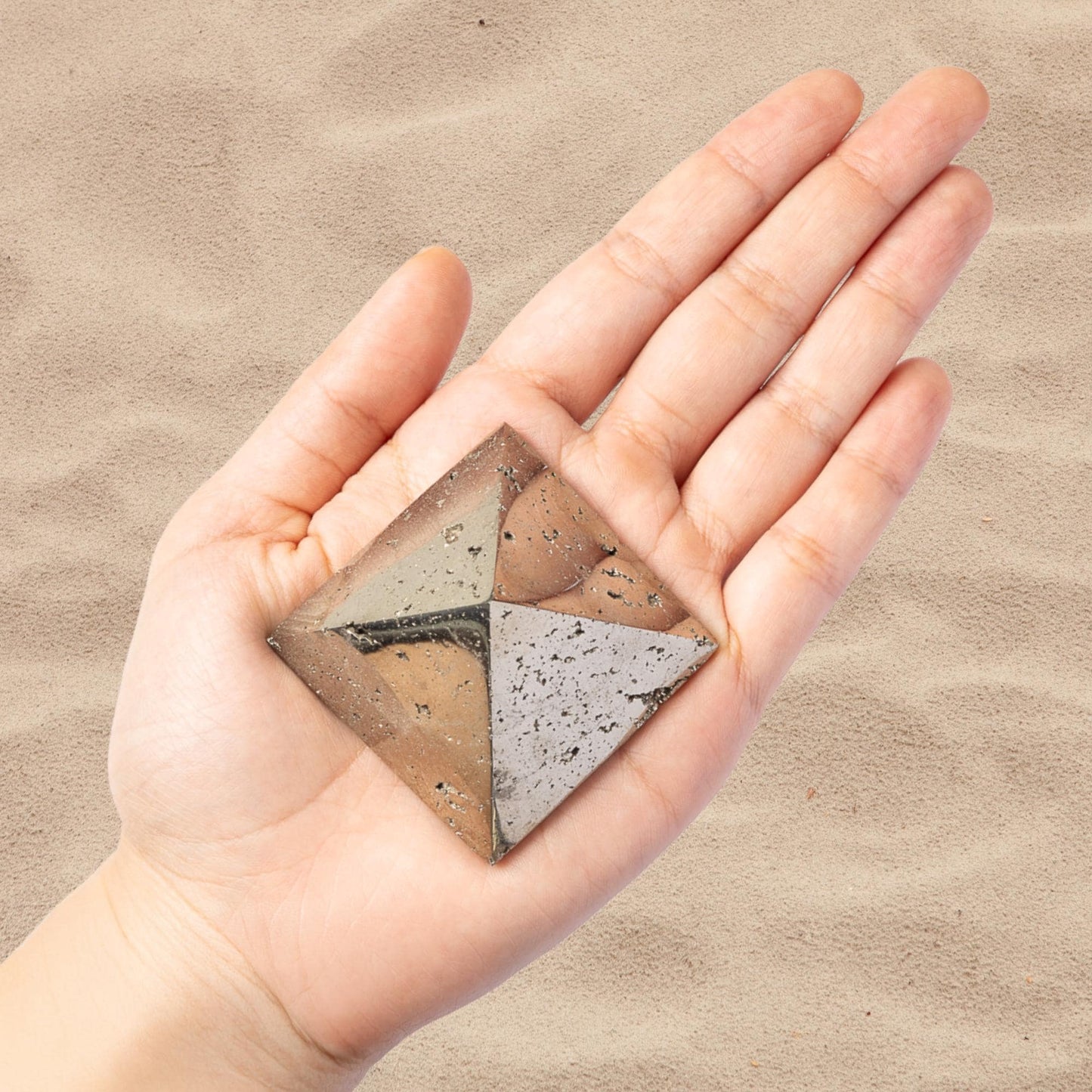 Pyrite Pyramid, Natural Mineral Specimen, Polished Golden Pyrite Crystal, Druzy Inclusions, Crystal Gift