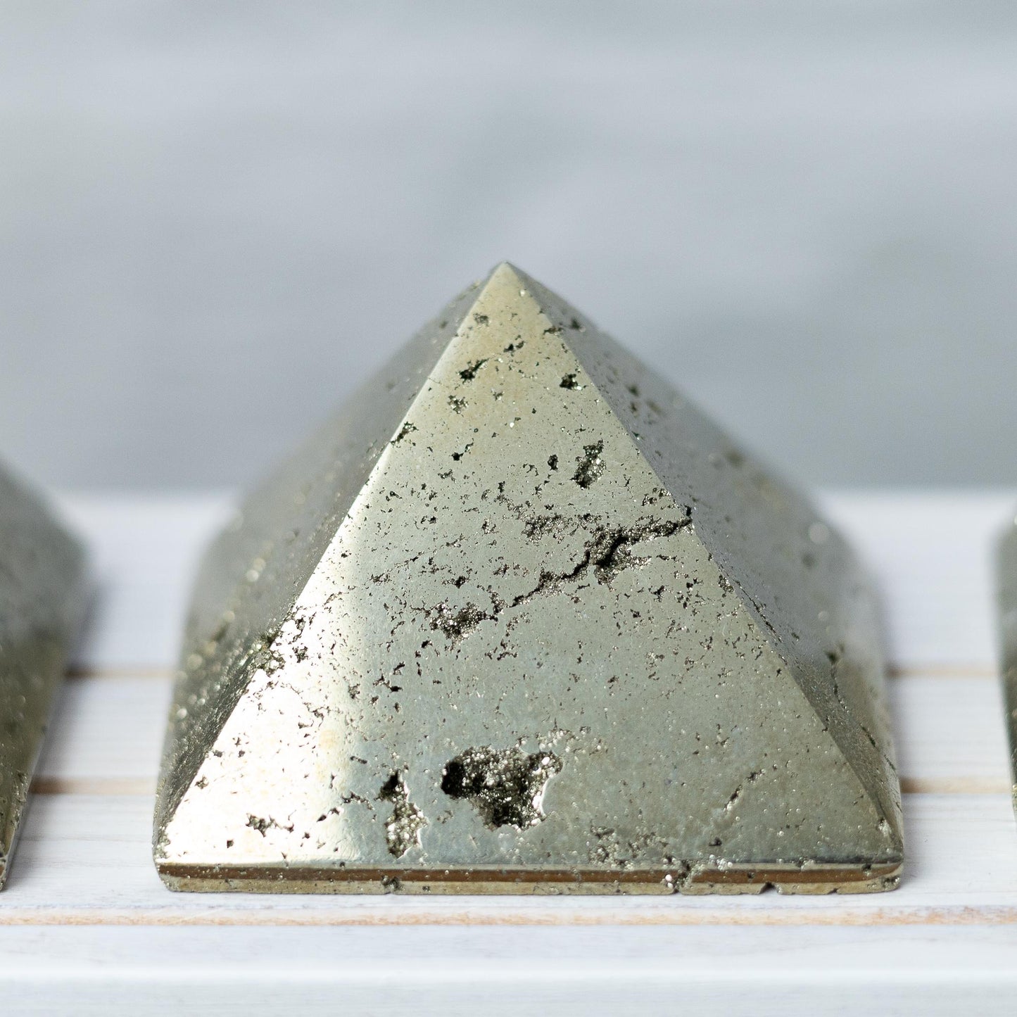 Pyrite Pyramid, Natural Mineral Specimen, Polished Golden Pyrite Crystal, Druzy Inclusions, Crystal Gift