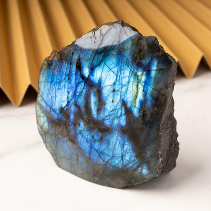 Labradorite Crystal Freeform Slab, Polished Front with Natural Raw Back, High Flash Labradorite, Natural Crystal Specimen, Crystal Gift