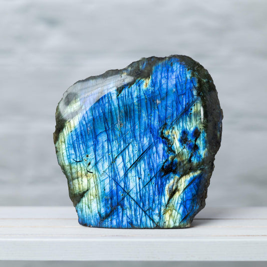 Labradorite Crystal Freeform Slab, Polished Front with Natural Raw Back, High Flash Labradorite, Natural Crystal Specimen, Crystal Gift