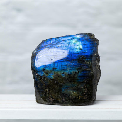 Labradorite Crystal Freeform Slab, Polished Front with Natural Raw Back, High Flash Labradorite, Natural Crystal Specimen, Crystal Gift