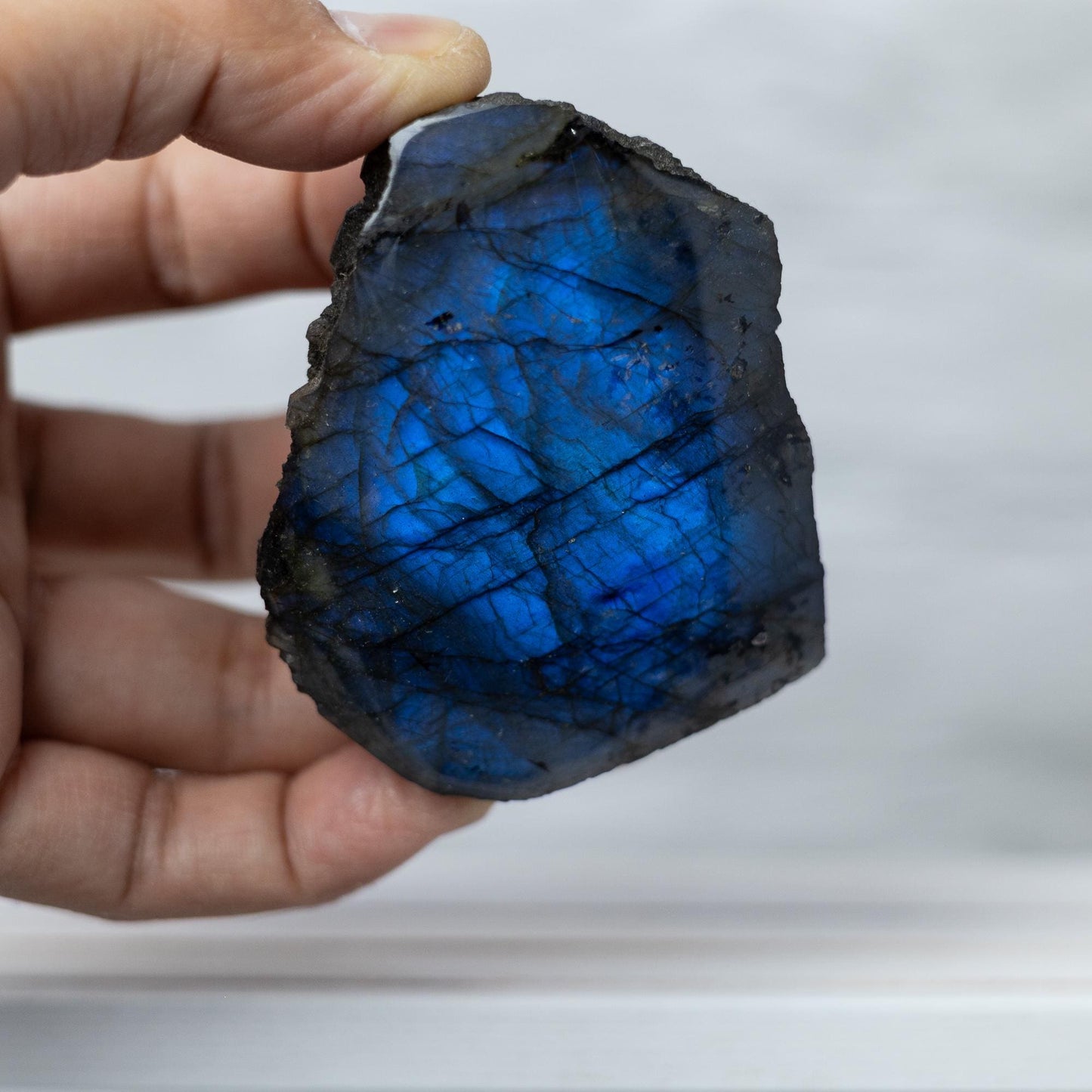 Labradorite Crystal Freeform Slab, Polished Front with Natural Raw Back, High Flash Labradorite, Natural Crystal Specimen, Crystal Gift