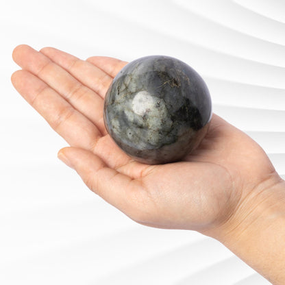 Labradorite Sphere with Stand, Polished High Flash Crystal Ball, Natural Stone Specimen, Crystal Gift