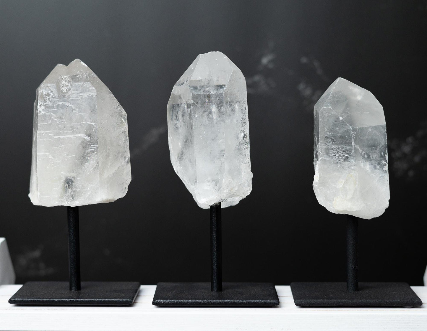Clear Quartz Crystal Point on Stand, Natural Crystal Tower, Mounted Stone Specimen, Crystal Gift