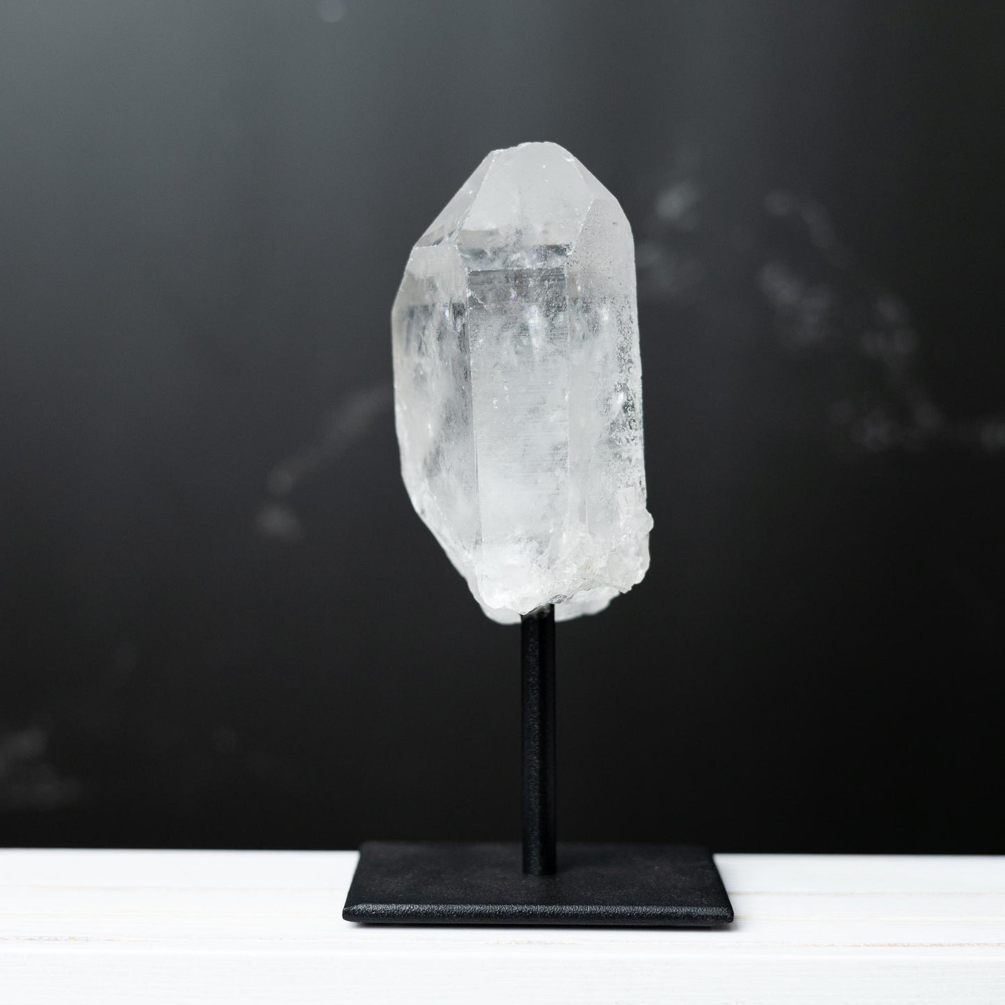 Clear Quartz Crystal Point on Stand, Natural Crystal Tower, Mounted Stone Specimen, Crystal Gift
