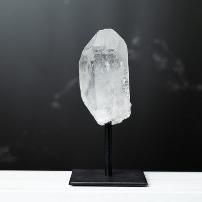 Clear Quartz Crystal Point on Stand, Natural Crystal Tower, Mounted Stone Specimen, Crystal Gift