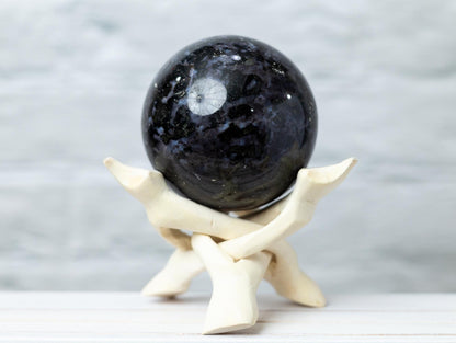 Indigo Gabbro Sphere with Stand, Polished Crystal Ball, Natural Stone Specimen, Sphere Decor, Crystal Gift