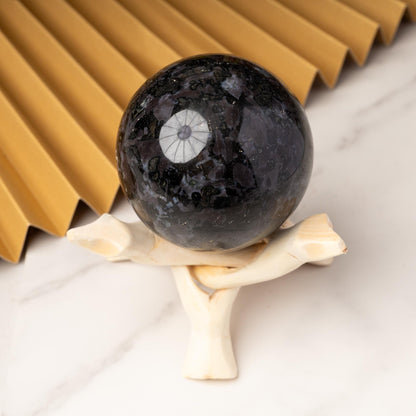 Indigo Gabbro Sphere with Stand, Polished Crystal Ball, Natural Stone Specimen, Sphere Decor, Crystal Gift