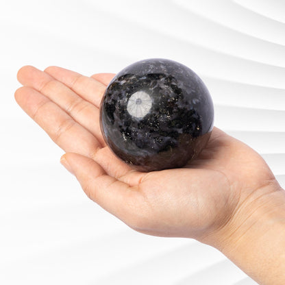 Indigo Gabbro Sphere with Stand, Polished Crystal Ball, Natural Stone Specimen, Sphere Decor, Crystal Gift