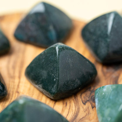 Moss Agate Mini Pyramid, Polished Crystal Pyramid, Natural Stone, Small Crystal Decor, Crystal Gift