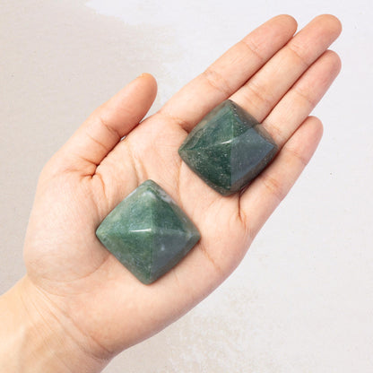Moss Agate Mini Pyramid, Polished Crystal Pyramid, Natural Stone, Small Crystal Decor, Crystal Gift