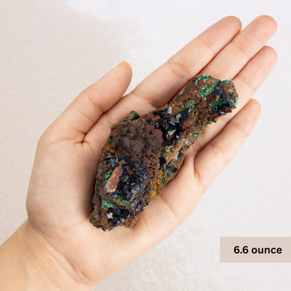 Azurite with Malachite on Matrix, Bladed Crystal Cluster, Natural Mineral Specimen, Healing Crystals for Meditation, Crystal Decor & Gift