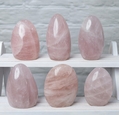Rose Quartz Freeform, Polished Standing Rose Quartz Crystal, Natural Stone Specimen, Crystal Decor & Gift, Choose Size