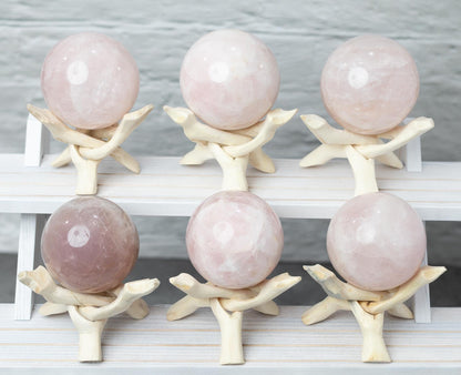 Rose Quartz Sphere with Stand, Polished Pink Crystal Ball, Natural Stone Specimen, Sphere Decor, Crystal Gift, Choose Size