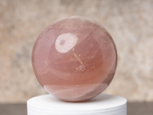 Rose Quartz Sphere with Stand, Polished Pink Crystal Ball, Natural Stone Specimen, Sphere Decor, Crystal Gift, Choose Size