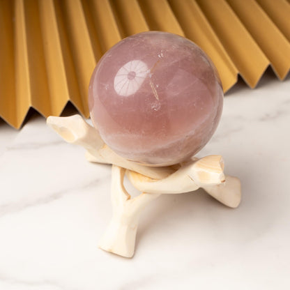 Rose Quartz Sphere with Stand, Polished Pink Crystal Ball, Natural Stone Specimen, Sphere Decor, Crystal Gift, Choose Size