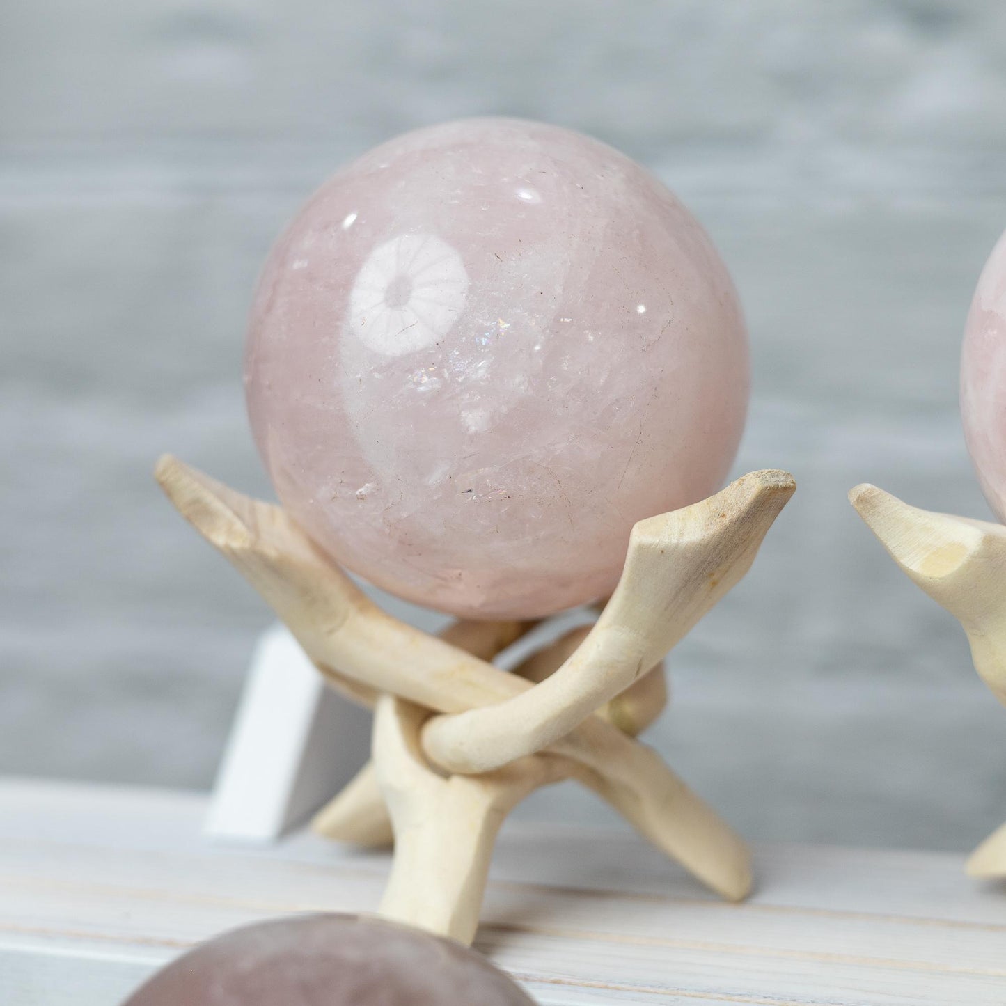 Rose Quartz Sphere with Stand, Polished Pink Crystal Ball, Natural Stone Specimen, Sphere Decor, Crystal Gift, Choose Size