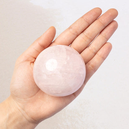 Rose Quartz Sphere with Stand, Polished Pink Crystal Ball, Natural Stone Specimen, Sphere Decor, Crystal Gift, Choose Size