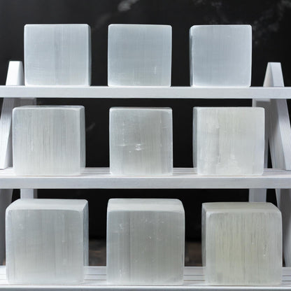 Selenite Crystal Cube, White Crystal Block, Natural Stone Cube, Craft Supply, Crystal Gift, Crystal Decor, 2.5 Inch