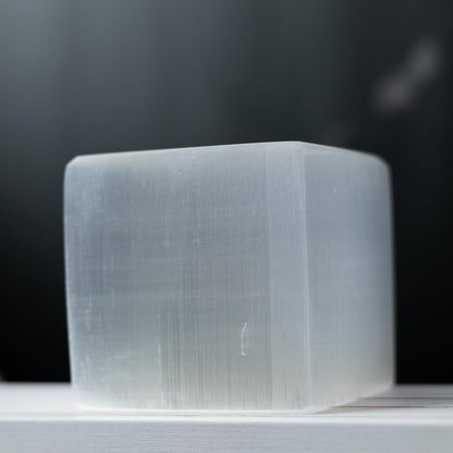 Selenite Crystal Cube, White Crystal Block, Natural Stone Cube, Craft Supply, Crystal Gift, Crystal Decor, 2.5 Inch