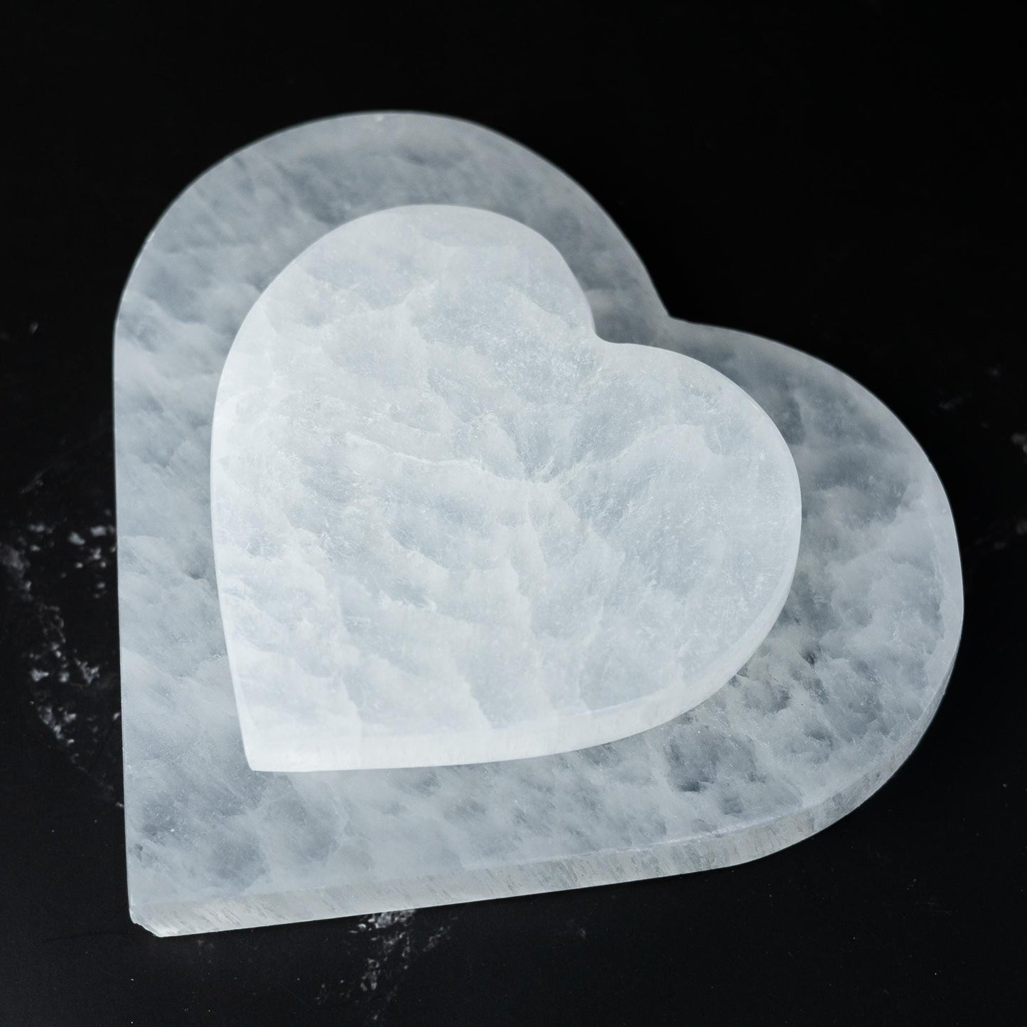 Selenite Heart Plate, Flat Crystal Plate, Crystal Stone Holder, Natural Selenite Gift, Crystal Decor, Choose Size