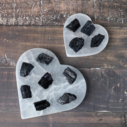 Selenite Heart Plate, Flat Crystal Plate, Crystal Stone Holder, Natural Selenite Gift, Crystal Decor, Choose Size