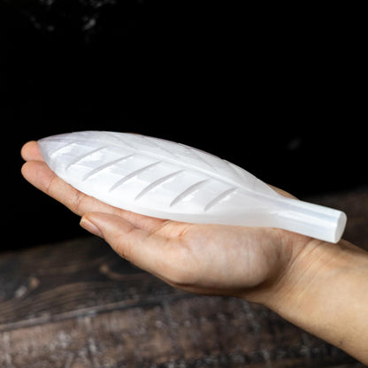 Selenite Crystal Leaf, Selenite Wand, Natural Crystal Decor, Craft Supply, Crystal Gift, 7.75 Inch