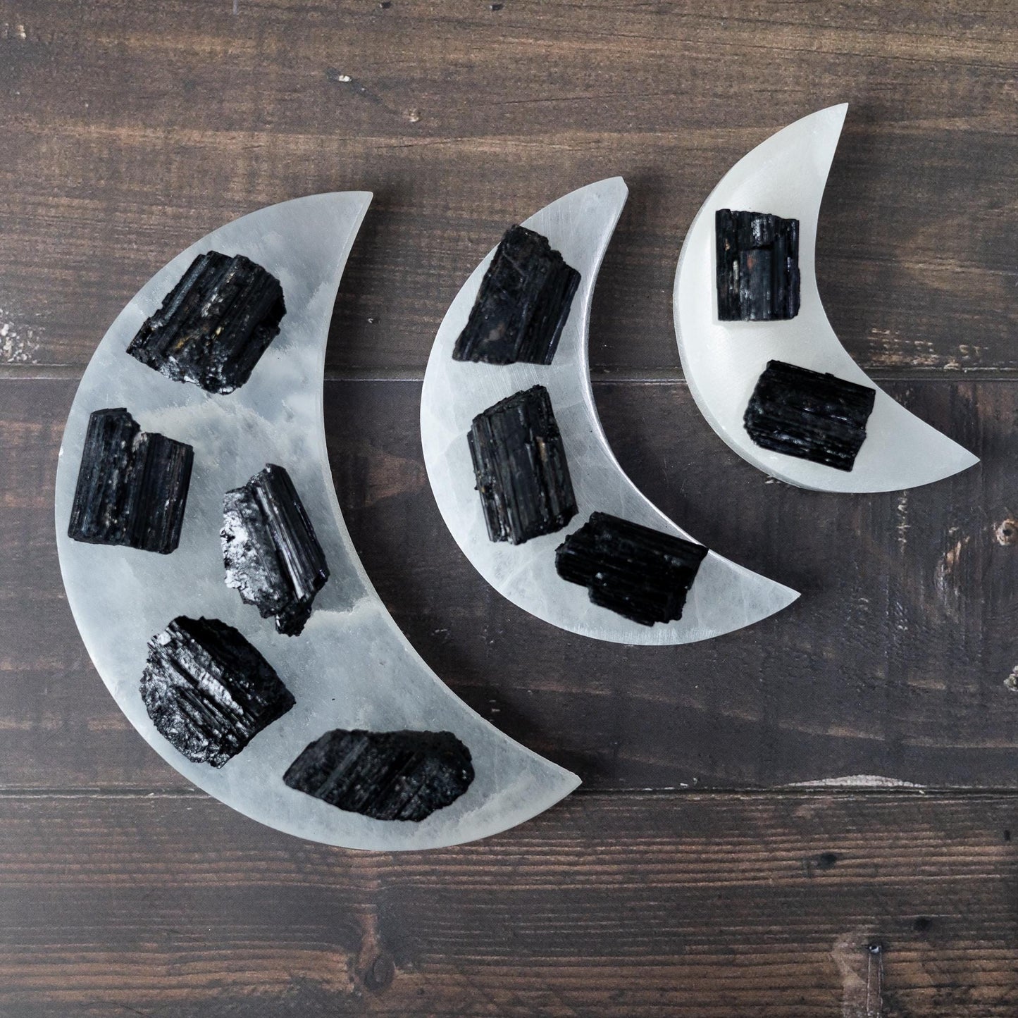 Selenite Moon Plate, Flat Crystal Plate, Crystal Stone Holder, Natural Selenite Gift, Crystal Decor, Choose Size