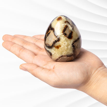 Septarian Egg with Stand, Natural Septarian Crystal Egg, Polished Stone Specimen, Crystal Decor, Crystal Gift