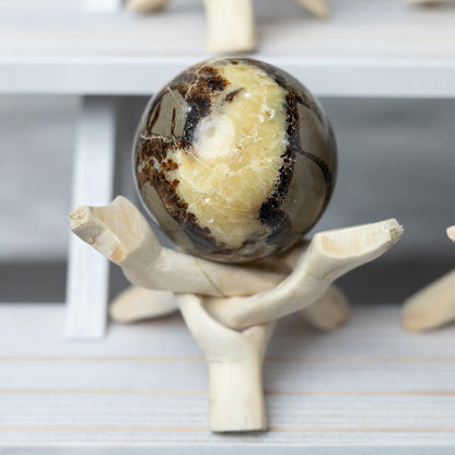 Septarian Sphere with Stand, Polished Septarian Crystal Ball, Natural Stone Specimen, Crystal Decor & Gift, Choose Size