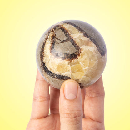 Septarian Sphere with Stand, Polished Septarian Crystal Ball, Natural Stone Specimen, Crystal Decor & Gift, Choose Size